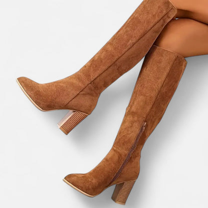 Damen Langstiefel | Elegante Reitstiefel in Hellbraun