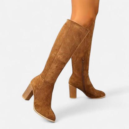 Damen Langstiefel | Elegante Reitstiefel in Hellbraun