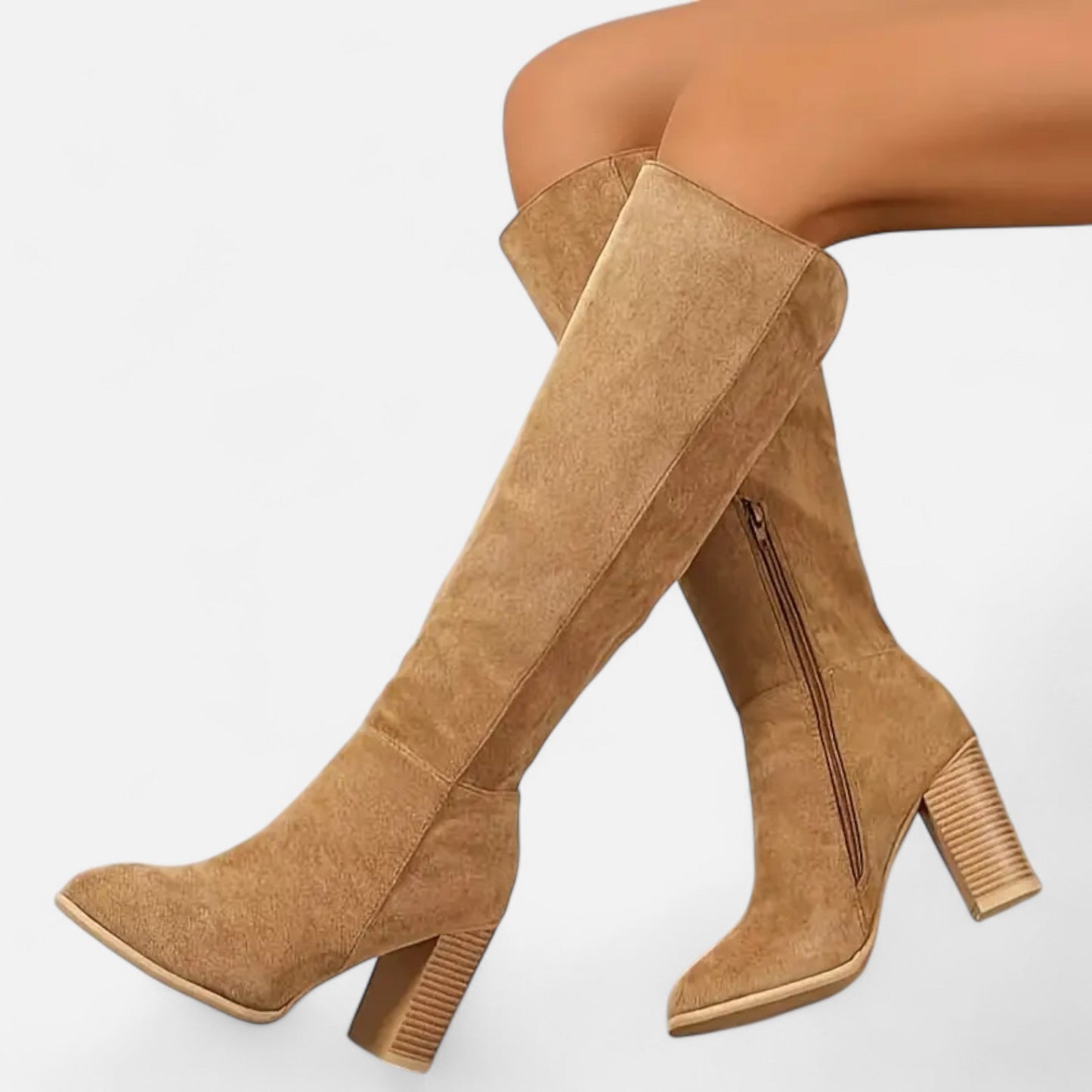 Damen Langstiefel | Elegante Reitstiefel in Hellbraun
