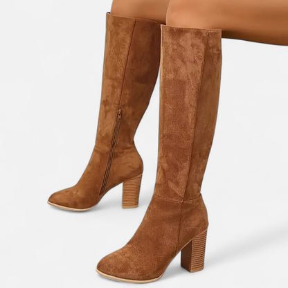 Damen Langstiefel | Elegante Reitstiefel in Hellbraun