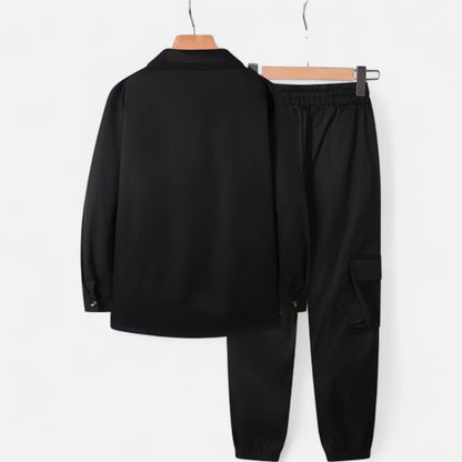 Ruben | Herren Workwear Set mit Hemdjacke & Jogginghose – Lässiges 2-Teiliges Outfit mit Taschen & Kordelzug für Alltag & Freizeit