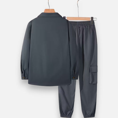 Ruben | Herren Workwear Set mit Hemdjacke & Jogginghose – Lässiges 2-Teiliges Outfit mit Taschen & Kordelzug für Alltag & Freizeit