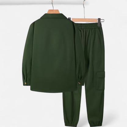 Ruben | Herren Workwear Set mit Hemdjacke & Jogginghose – Lässiges 2-Teiliges Outfit mit Taschen & Kordelzug für Alltag & Freizeit