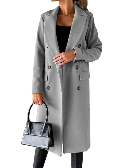 Mechthildis | Eleganter Damen-Mantel mit Reverskragen und Doppelreihe-Knöpfen