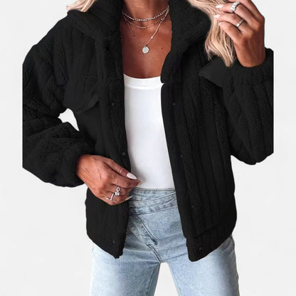 Edeltraud | Damen Plüschjacke mit Reverskragen – Weiche, Dicke & Stylische Übergangsjacke für Alltag & Freizeit