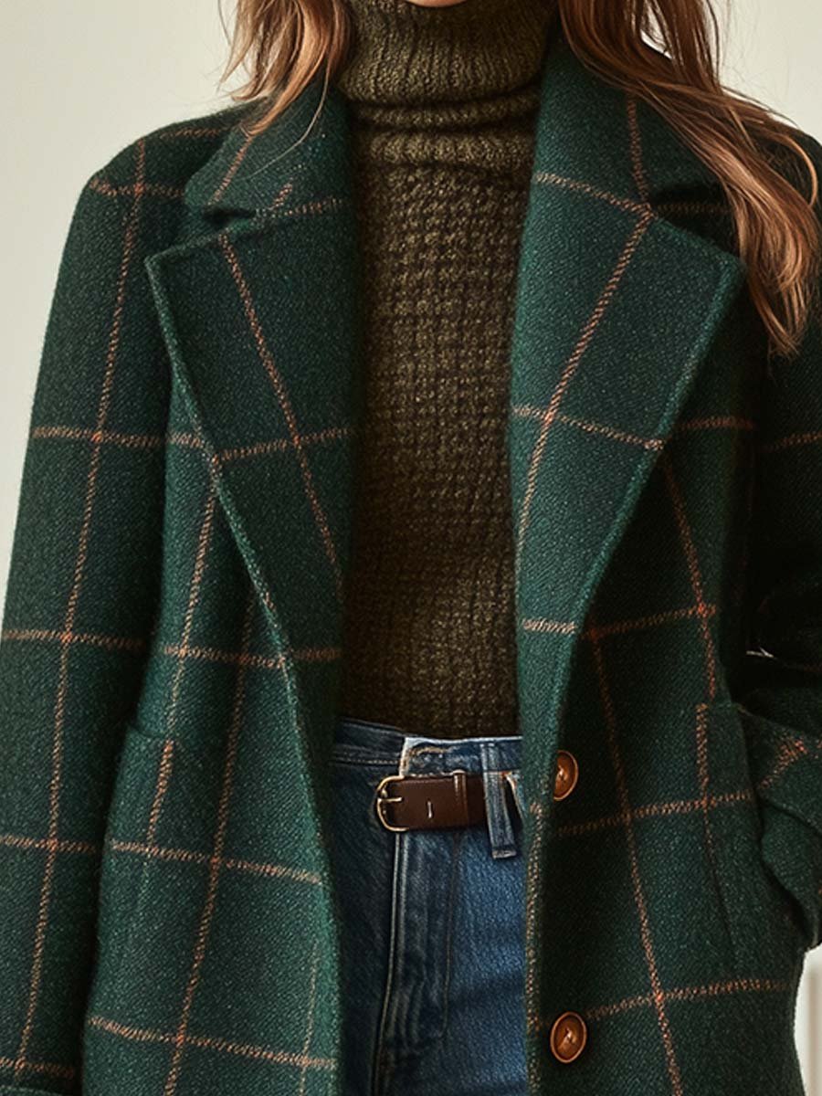 Kariert Damen Wollmantel | Klassischer Schnitt & zeitlose Eleganz für Herbst und Winter