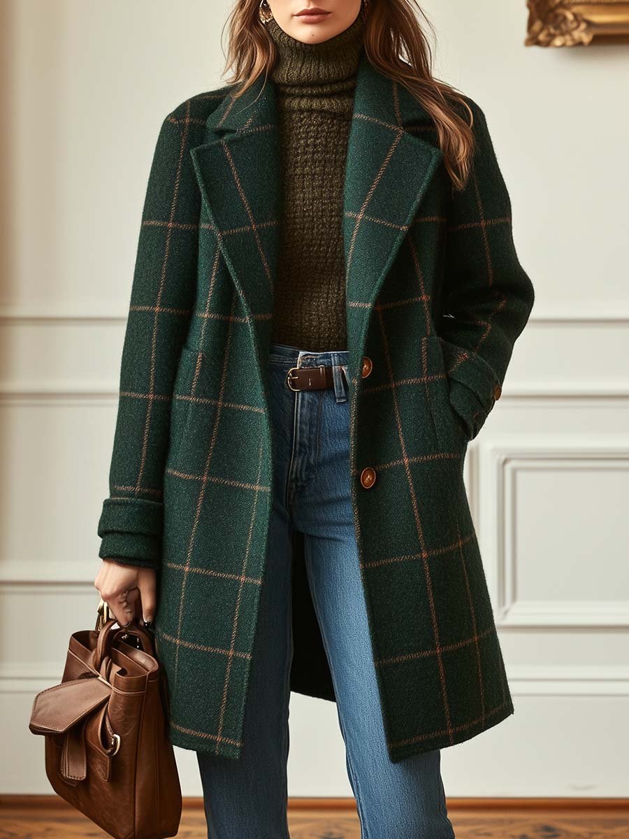 Kariert Damen Wollmantel | Klassischer Schnitt & zeitlose Eleganz für Herbst und Winter