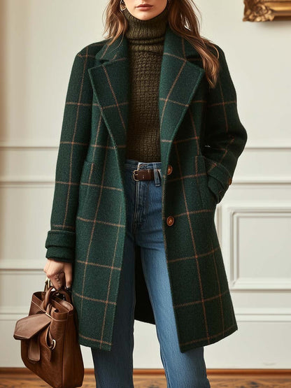 Kariert Damen Wollmantel | Klassischer Schnitt & zeitlose Eleganz für Herbst und Winter