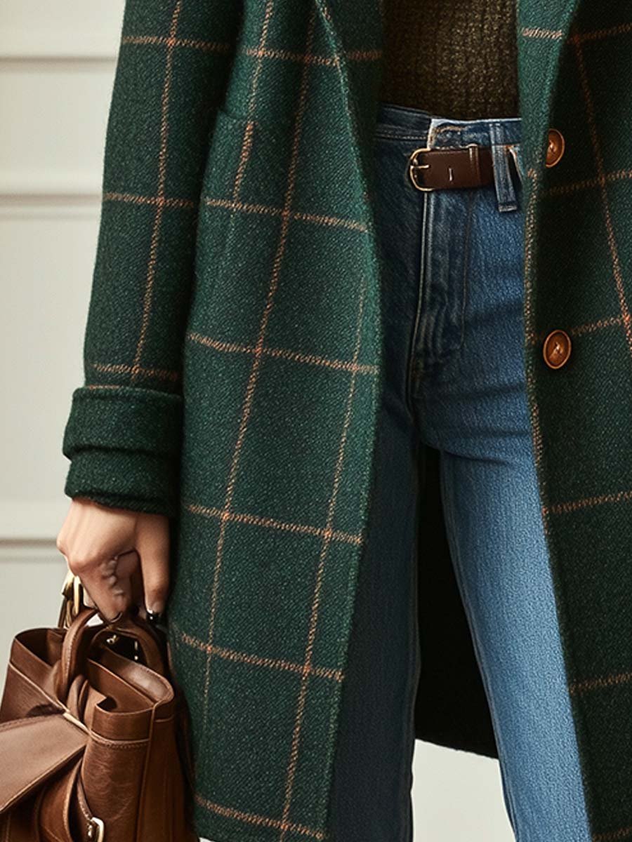 Kariert Damen Wollmantel | Klassischer Schnitt & zeitlose Eleganz für Herbst und Winter