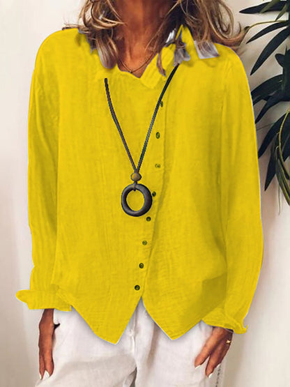 Damen Baumwoll-Leinen Longbluse – Locker, Luftig & Vielseitig