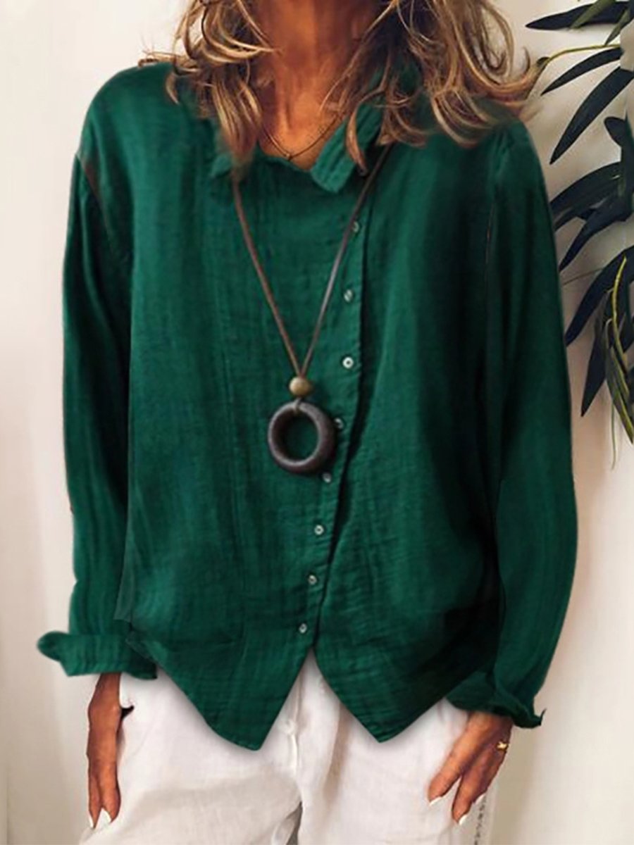 Damen Baumwoll-Leinen Longbluse – Locker, Luftig & Vielseitig