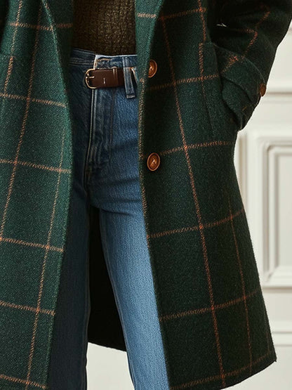 Kariert Damen Wollmantel | Klassischer Schnitt & zeitlose Eleganz für Herbst und Winter