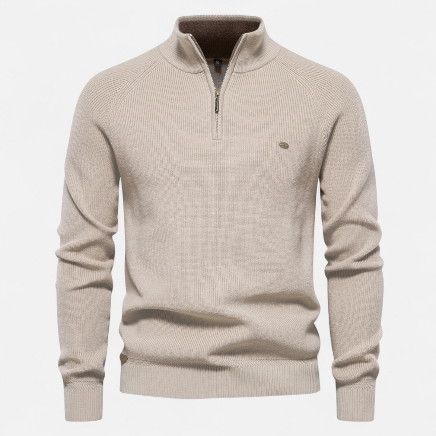 Vincent | Herren Stehkragen Strickpullover mit Reißverschluss – Feine Baumwolle für Herbst & Winter