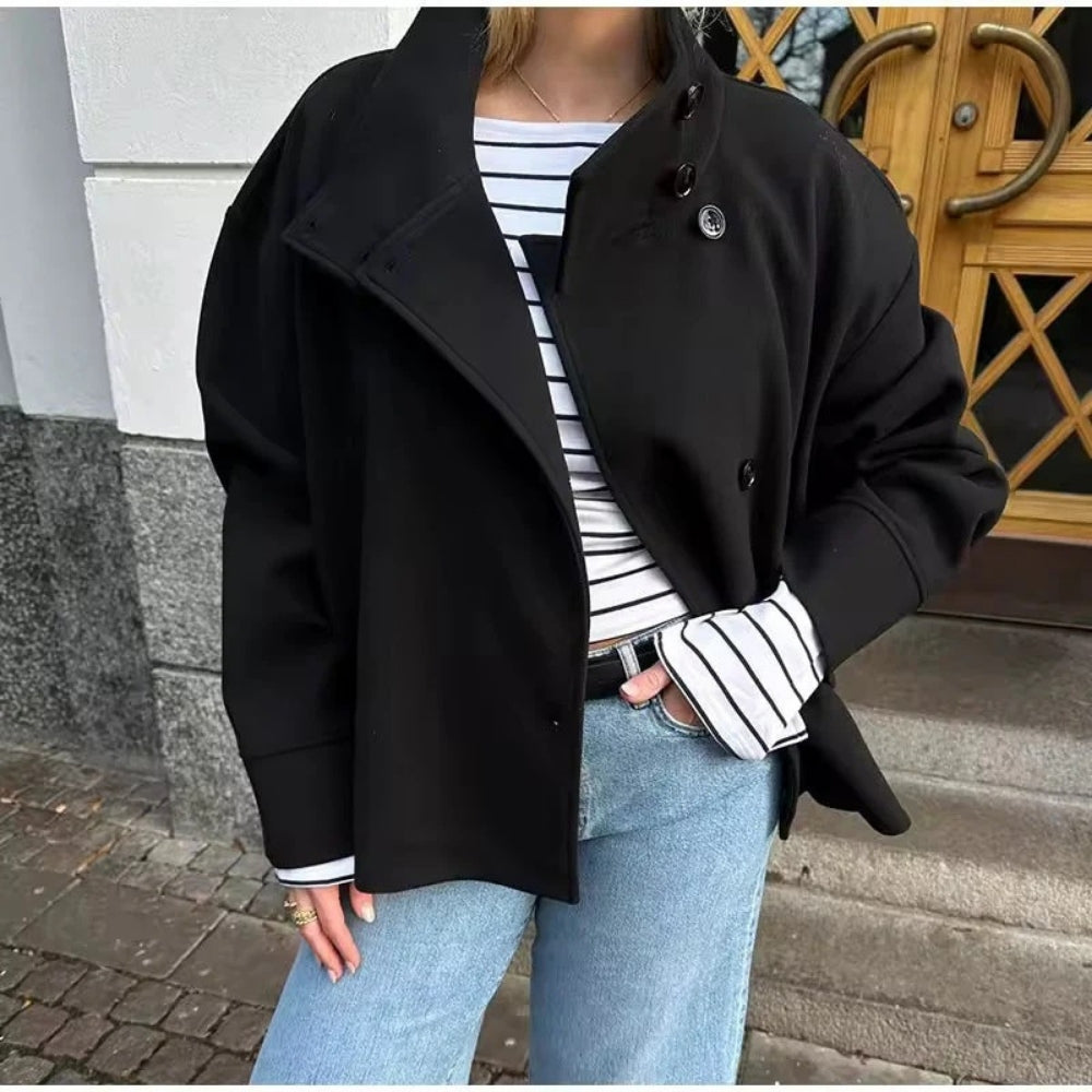 Damen Übergangsjacke mit hohem Kragen – Klassische Kurzjacke für Alltag und wechselnde