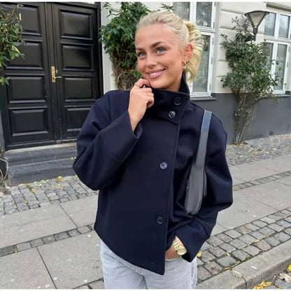 Damen Übergangsjacke mit hohem Kragen – Klassische Kurzjacke für Alltag und wechselnde