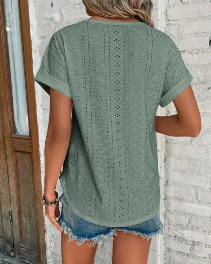 Damen Kurzarm Sommerbluse – Luftige Casual Bluse für Freizeit, Alltag und warme Tage