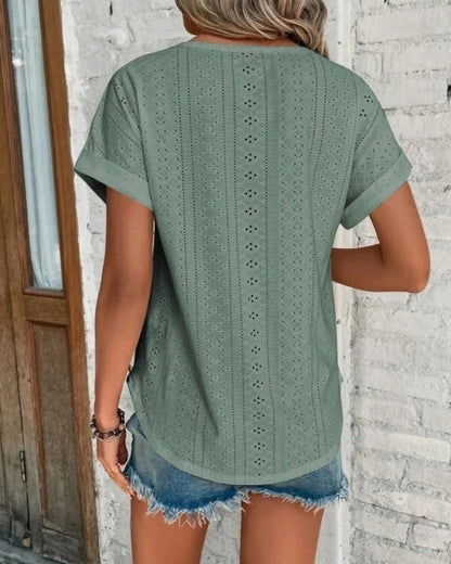 Damen Kurzarm Sommerbluse – Luftige Casual Bluse für Freizeit, Alltag und warme Tage