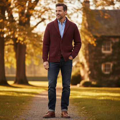 Herren Strickcardigan mit Reverskragen – Warm, Modern & Vielseitig Kombinierbar