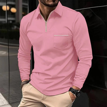 Zipper Polo | Langarm-Poloshirt für Herren mit modernem Reißverschluss