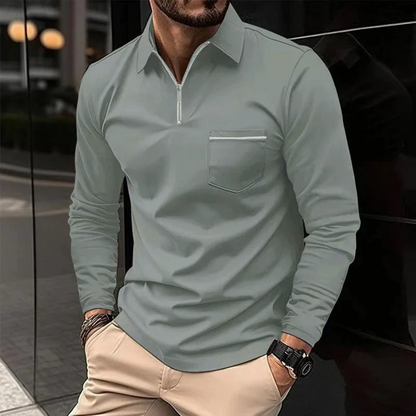 Zipper Polo | Langarm-Poloshirt für Herren mit modernem Reißverschluss