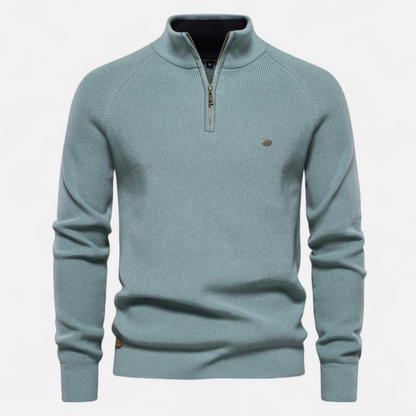 Vincent | Herren Stehkragen Strickpullover mit Reißverschluss – Feine Baumwolle für Herbst & Winter