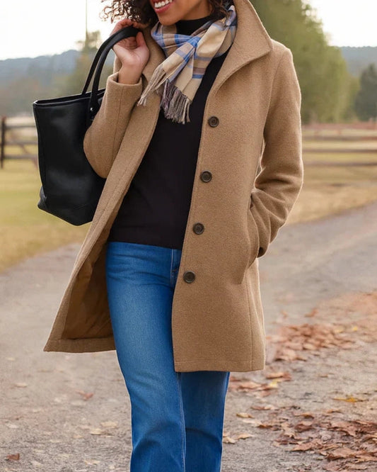 Damen Langer Trenchcoat mit Knopfleiste – Klassischer Mantel für Alltag, Pendeln und kühlere Tage