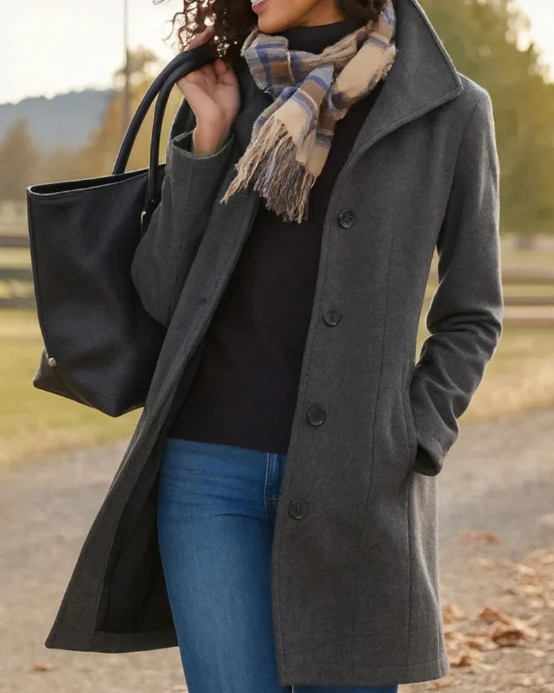 Damen Langer Trenchcoat mit Knopfleiste – Klassischer Mantel für Alltag, Pendeln und kühlere Tage