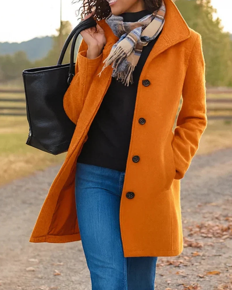 Damen Langer Trenchcoat mit Knopfleiste – Klassischer Mantel für Alltag, Pendeln und kühlere Tage