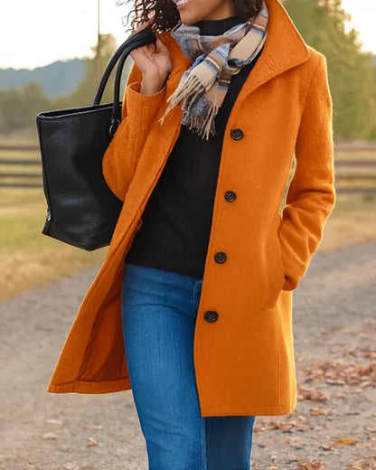 Damen Langer Trenchcoat mit Knopfleiste – Klassischer Mantel für Alltag, Pendeln und kühlere Tage