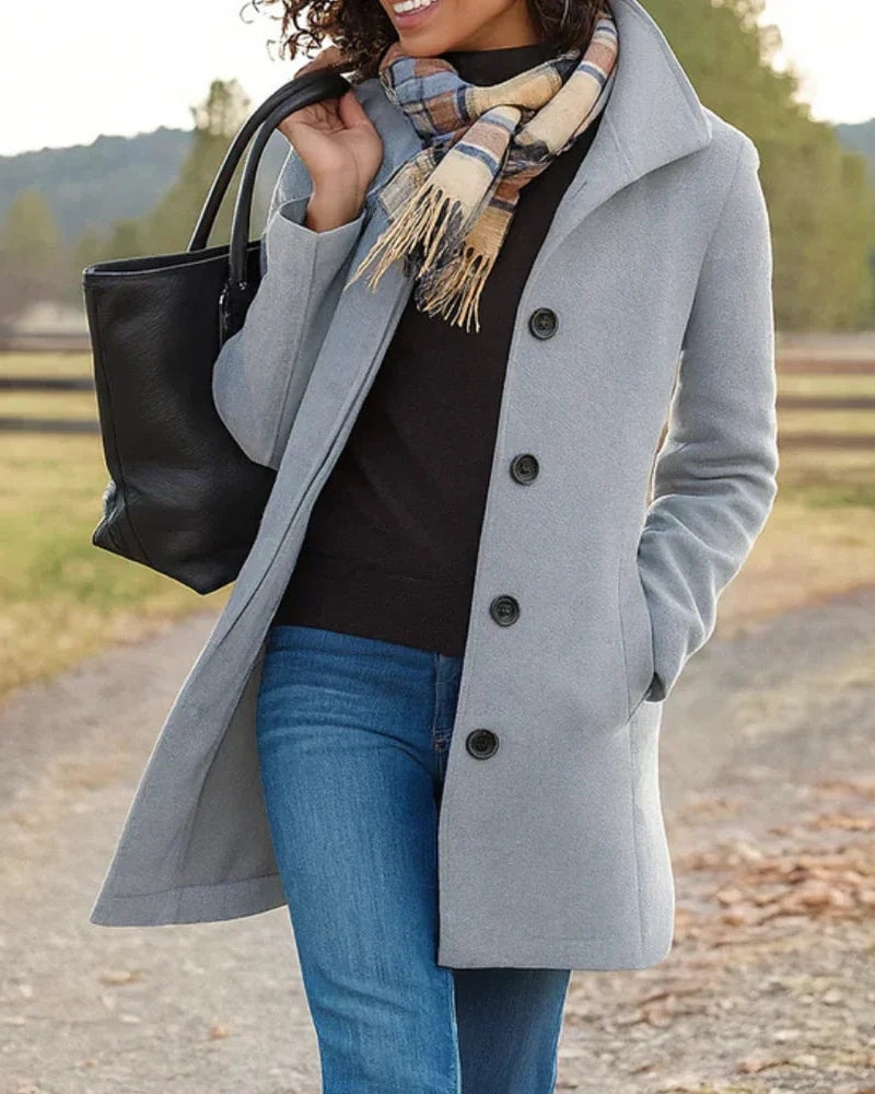 Damen Langer Trenchcoat mit Knopfleiste – Klassischer Mantel für Alltag, Pendeln und kühlere Tage
