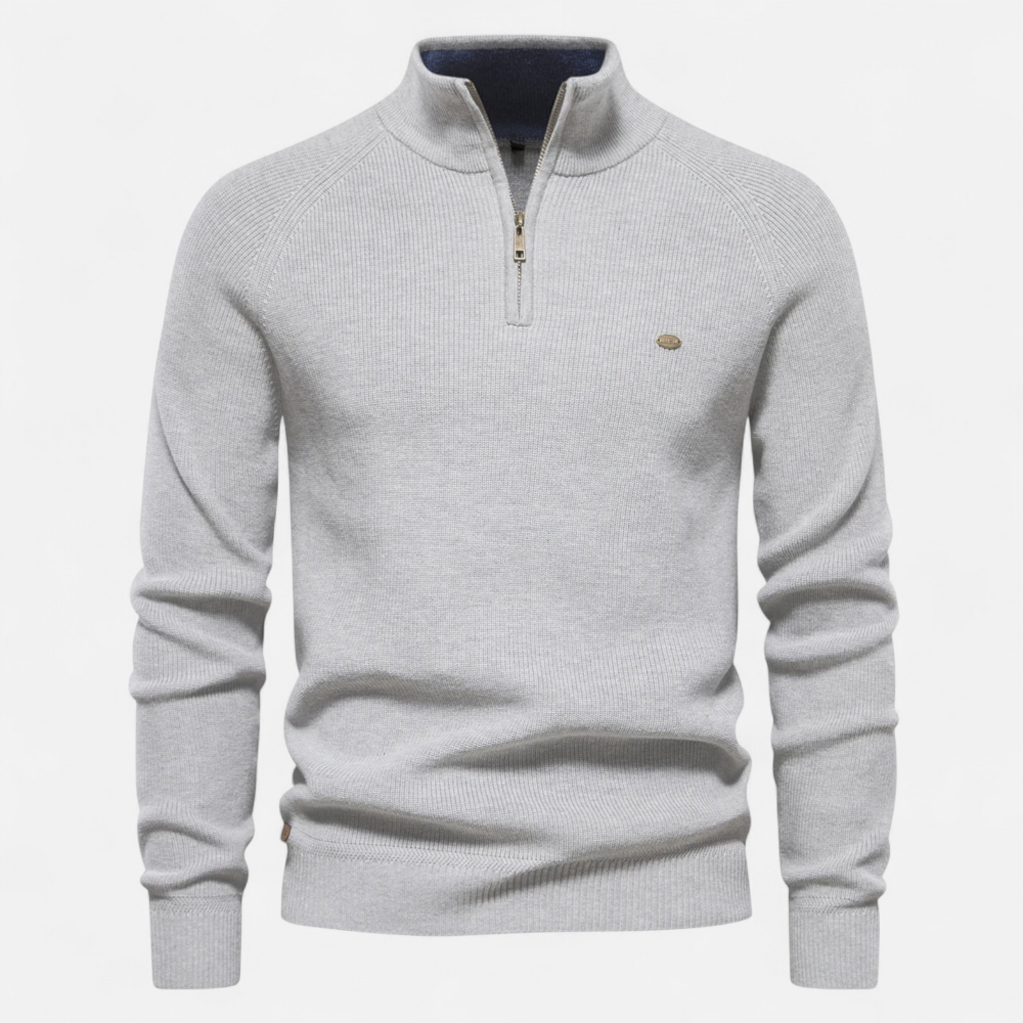 Vincent | Herren Stehkragen Strickpullover mit Reißverschluss – Feine Baumwolle für Herbst & Winter