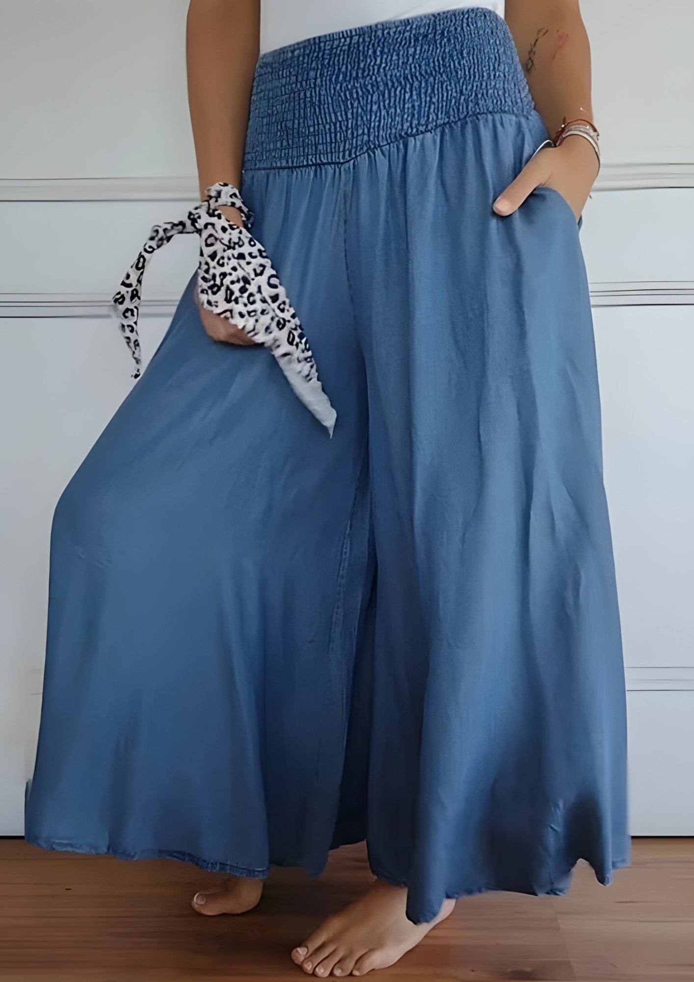 Damen Hose mit elastischem Bund und weitem Bein – Komforthose für Alltag, Reisen und entspannte Outfits