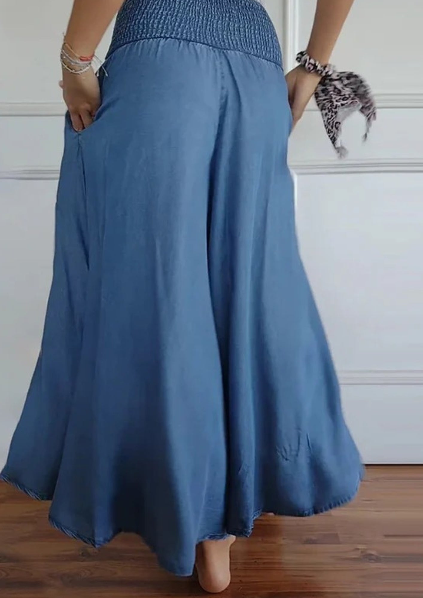 Damen Hose mit elastischem Bund und weitem Bein – Komforthose für Alltag, Reisen und entspannte Outfits