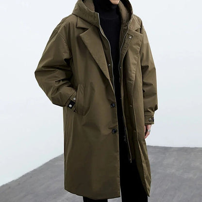 Langer Herren-Puffer-Trenchcoat | wasserfest & warm gefüttert