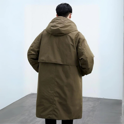 Langer Herren-Puffer-Trenchcoat | wasserfest & warm gefüttert