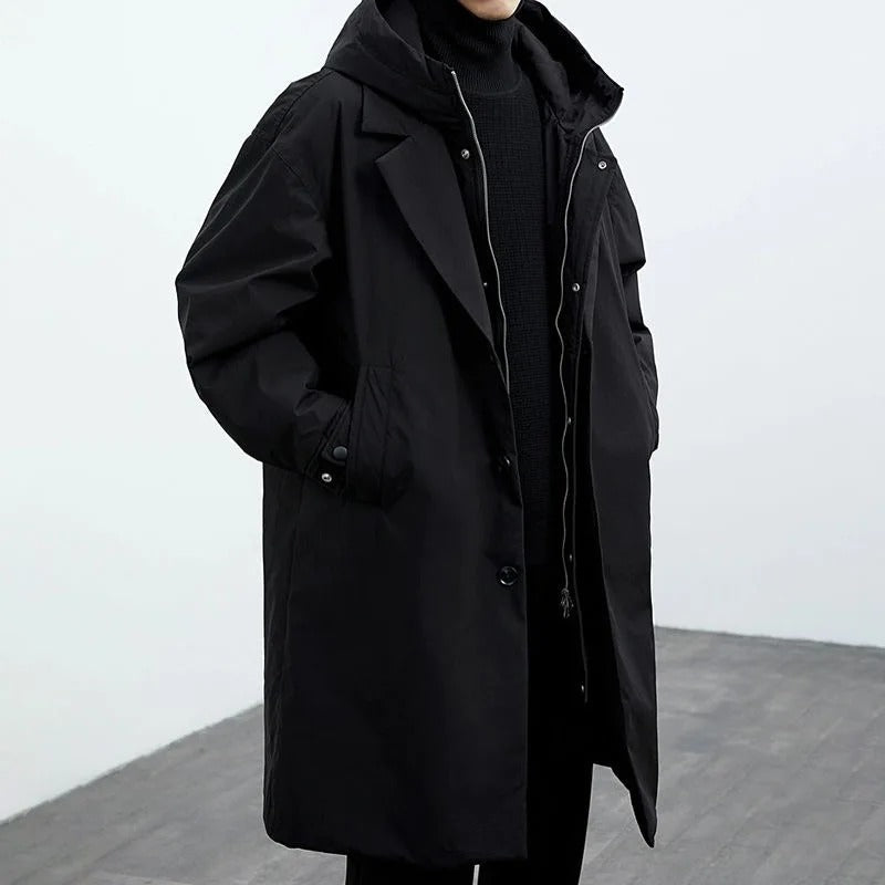 Langer Herren-Puffer-Trenchcoat | wasserfest & warm gefüttert