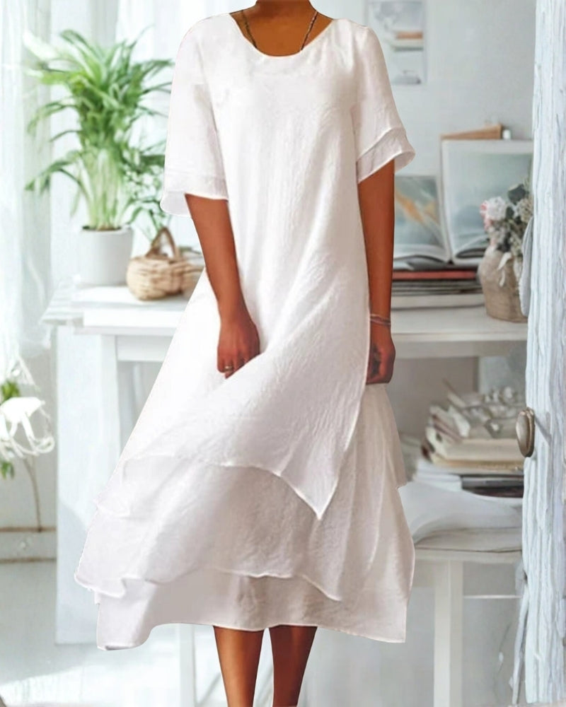 Damen Midi-Abendkleid mit mehrlagigem Saum – Elegantes Kleid für Alltag, Reisen und festliche Anlässe