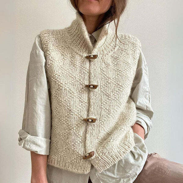 Strickweste Damen | Knopfdaunen Weste mit strukturierter Optik für vielseitigen Look