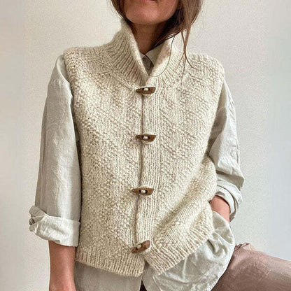 Strickweste Damen | Knopfdaunen Weste mit strukturierter Optik für vielseitigen Look