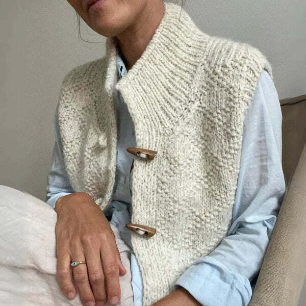 Strickweste Damen | Knopfdaunen Weste mit strukturierter Optik für vielseitigen Look