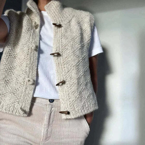 Strickweste Damen | Knopfdaunen Weste mit strukturierter Optik für vielseitigen Look