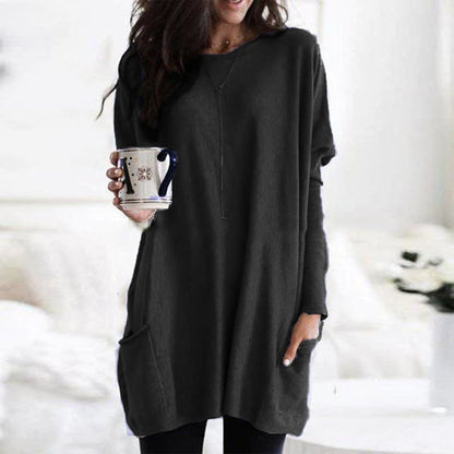 Damen Oversize Strickpullover Lang | Warmer Winterpullover mit Taschen