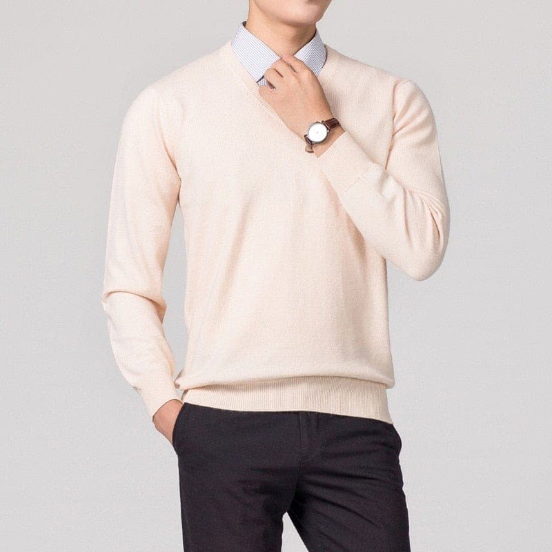 Herren Cashmere-Pullover mit V-Ausschnitt – Luxuriös, Weich & Zeitlos Elegant