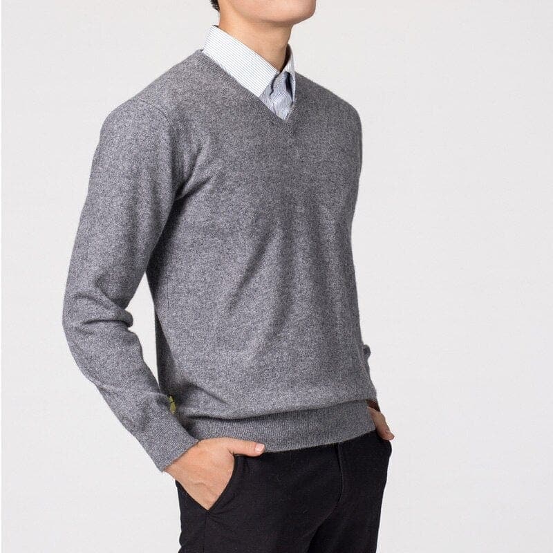Herren Cashmere-Pullover mit V-Ausschnitt – Luxuriös, Weich & Zeitlos Elegant