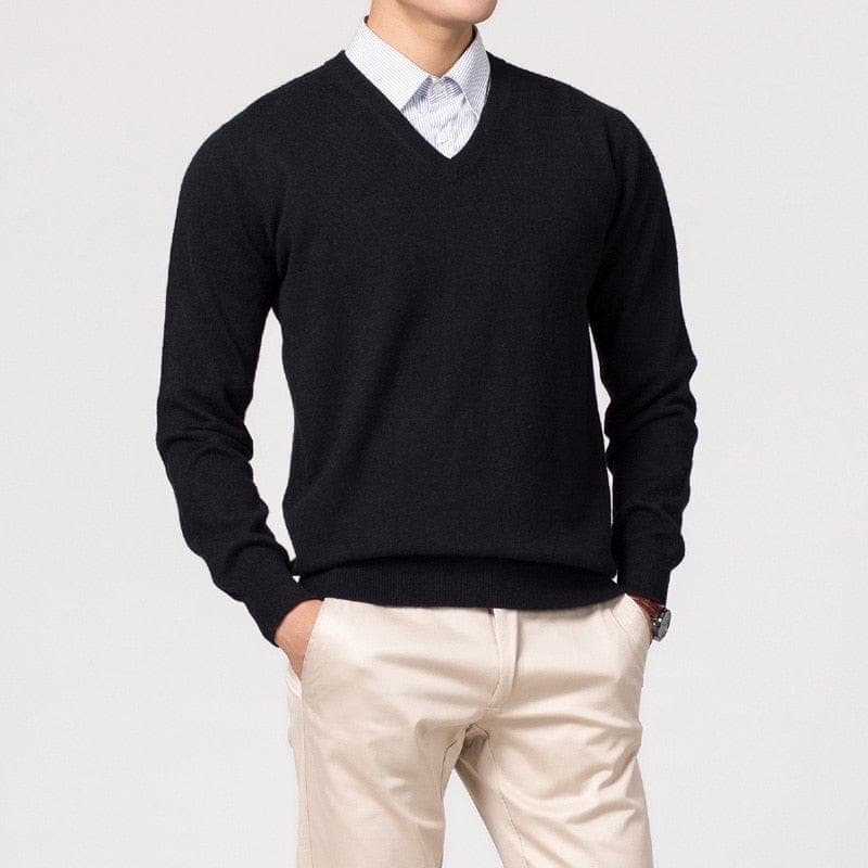Herren Cashmere-Pullover mit V-Ausschnitt – Luxuriös, Weich & Zeitlos Elegant