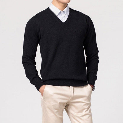 Herren Cashmere-Pullover mit V-Ausschnitt – Luxuriös, Weich & Zeitlos Elegant