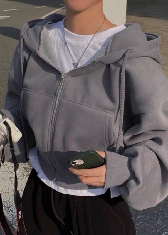 Damen Kapuzenjacke Verkürzte Form mit Reißverschluss – Lässig, Modern & Alltagstauglich