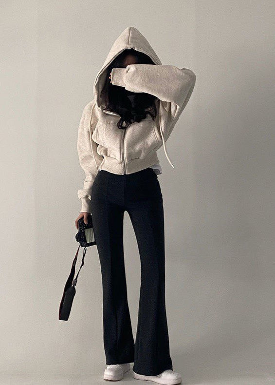 Damen Kapuzenjacke Verkürzte Form mit Reißverschluss – Lässig, Modern & Alltagstauglich