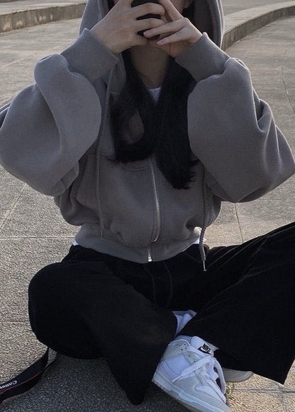 Damen Kapuzenjacke Verkürzte Form mit Reißverschluss – Lässig, Modern & Alltagstauglich