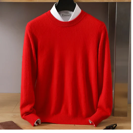 Kaschmir Strickpullover Herren | Rundhalsausschnitt für zeitlose Eleganz